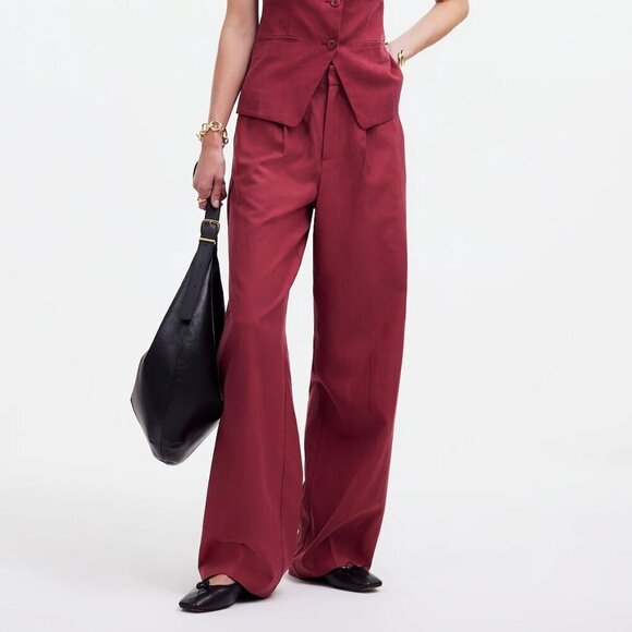 Madewell Slouchy Straight Pants Drapey Twill Marron Size 2/S NWT - Picture 2 of 11